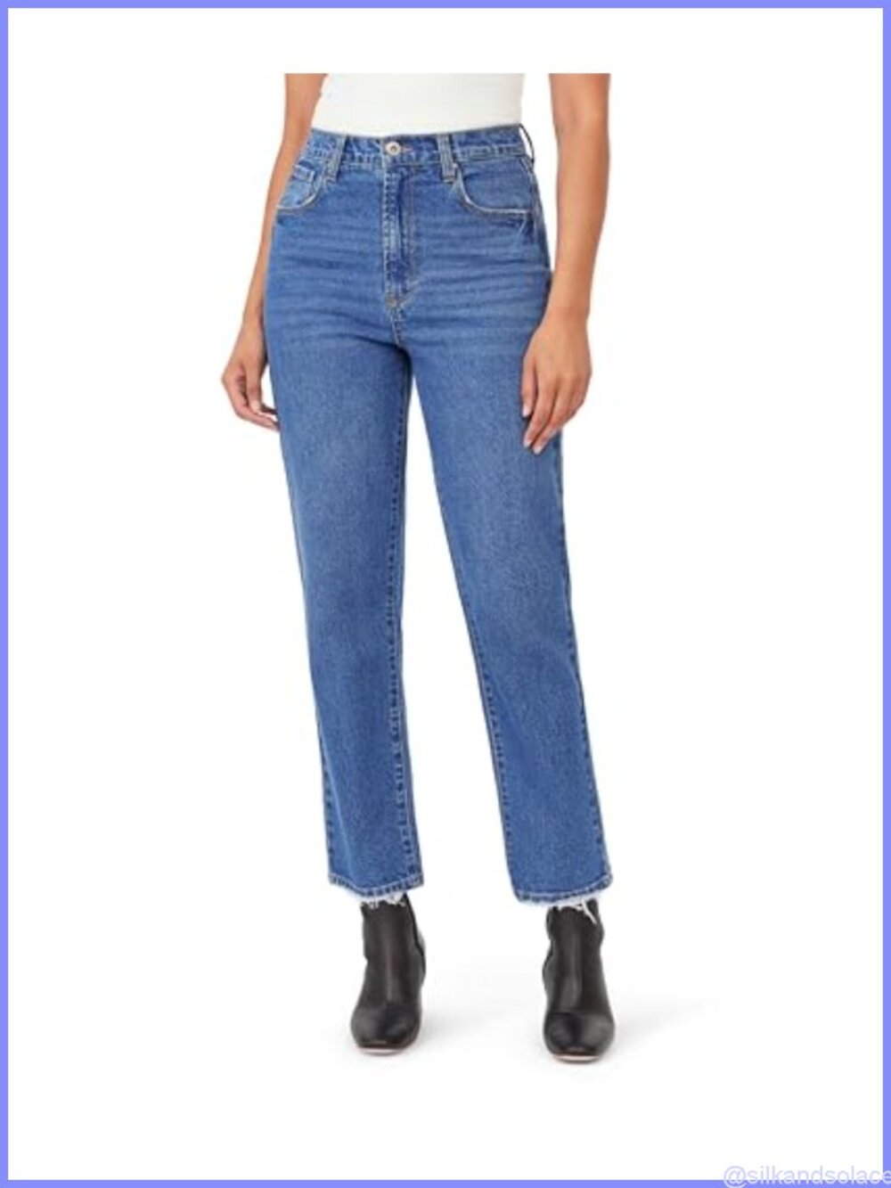 High Rise Slim Straight Leg Jeans Light Stretch 28-Inch Inseam
